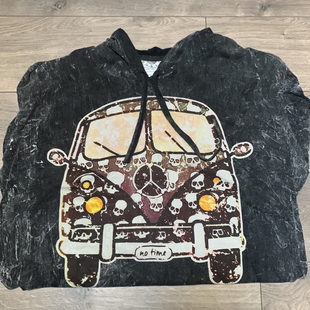 Grunge, Tie Dye Skull Long Sleeve Hoodie XL - Picture 3 of 5